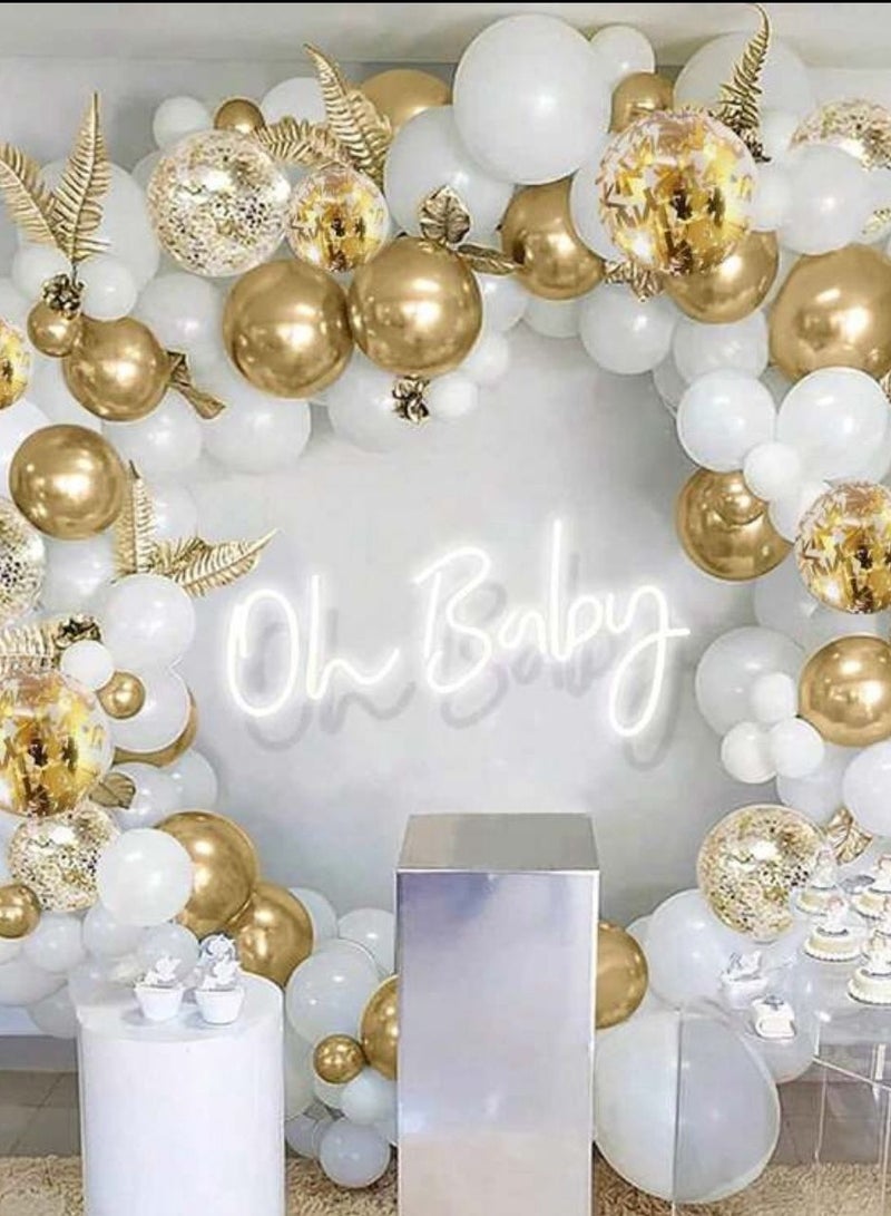 Luxurious 30-Piece White and Gold Balloon Set with Golden Glitter – Perfect for Weddings, Birthdays, Graduations, and Anniversaries - Image 2