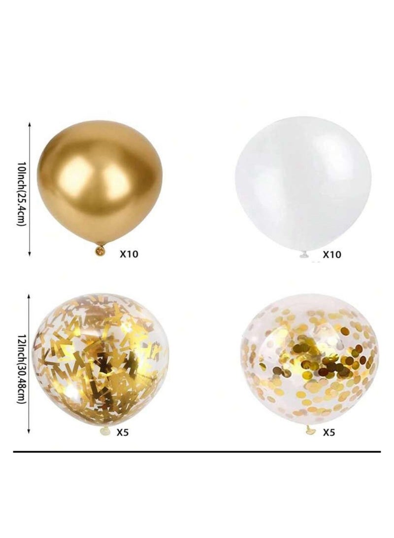 Luxurious 30-Piece White and Gold Balloon Set with Golden Glitter – Perfect for Weddings, Birthdays, Graduations, and Anniversaries - Image 3