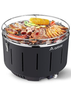 Portable Barbecue Grill Charcoal Barbeque Stainless Steel Removable Table Grill BBQ with Travel Bag USB Battery Fan Temperature Control for Outdoor Camping