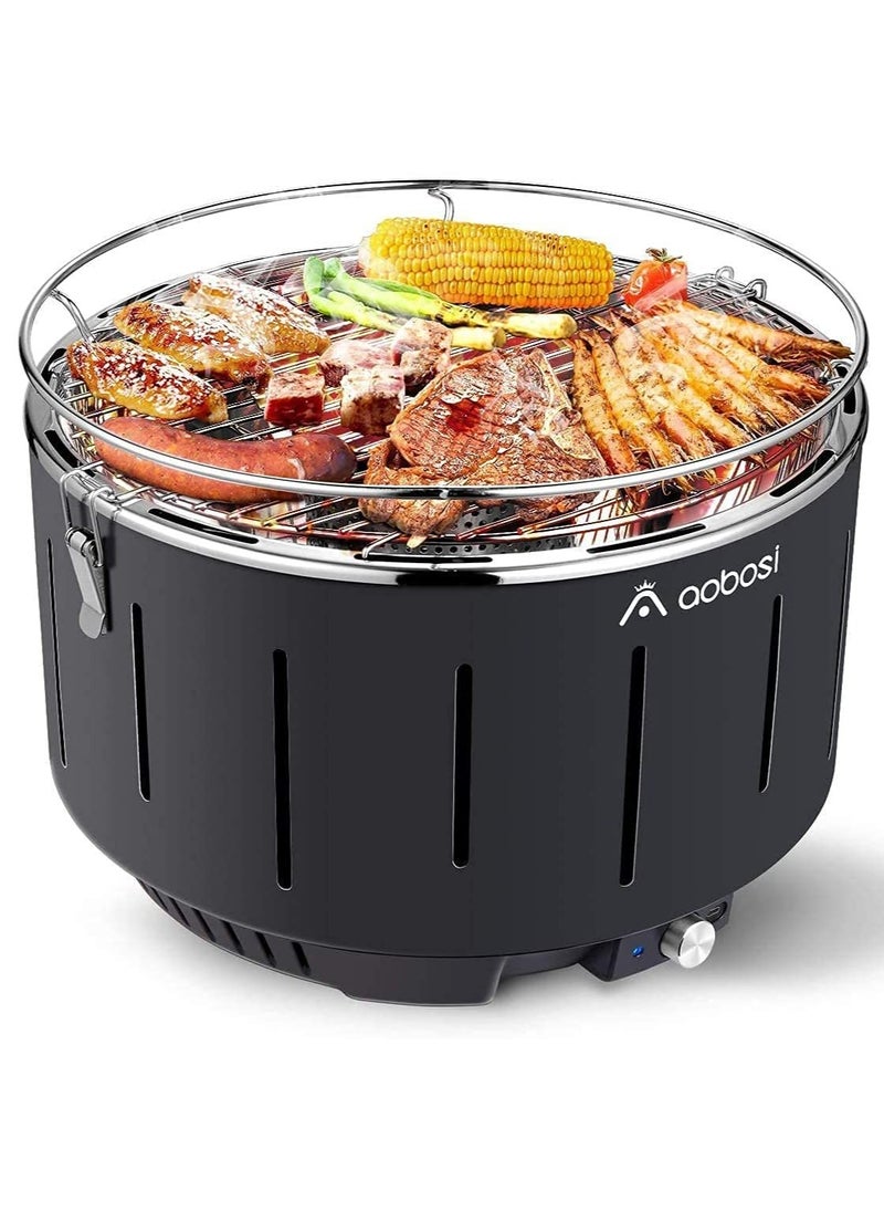 aobosi - Portable Barbecue Grill Charcoal Barbeque Stainless Steel Removable Table Grill BBQ with Travel Bag USB Battery Fan Temperature Control for Outdoor Camping - Image 1