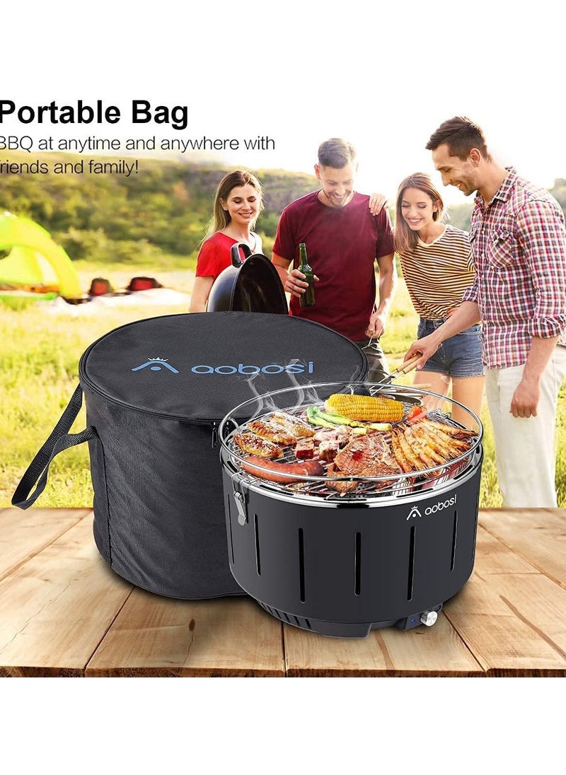 aobosi - Portable Barbecue Grill Charcoal Barbeque Stainless Steel Removable Table Grill BBQ with Travel Bag USB Battery Fan Temperature Control for Outdoor Camping - Image 1