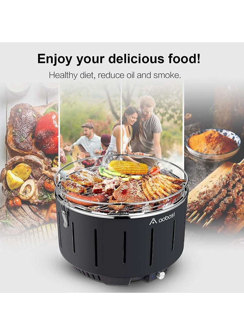 aobosi - Portable Barbecue Grill Charcoal Barbeque Stainless Steel Removable Table Grill BBQ with Travel Bag USB Battery Fan Temperature Control for Outdoor Camping - Image 1