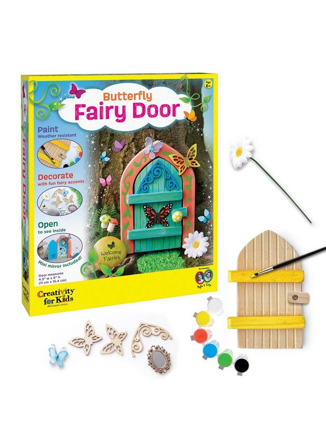 Creativity for Kids Butterfly Fairy Door Kit Painting Arts And Crafts For Kids Creative Gifts For Girls And Boys Age 6 7+ Yellow - Image 1