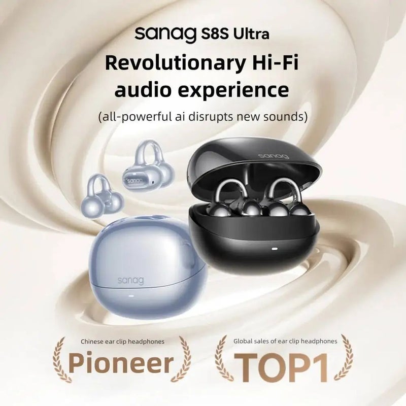 Sanag S8S Ultra AI Translation Ear Clip Bluetooth Earbuds, Low Latency, Ip67 Waterproof, Black - Image 3