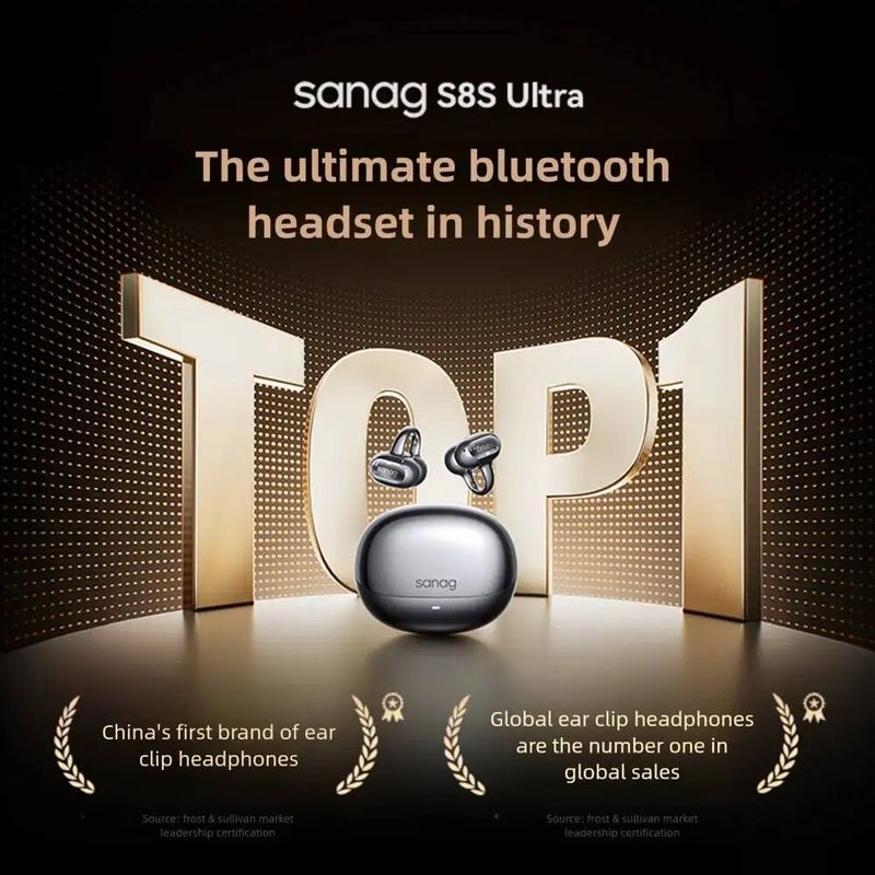 Sanag S8S Ultra AI Translation Ear Clip Bluetooth Earbuds, Low Latency, Ip67 Waterproof, Black - Image 5