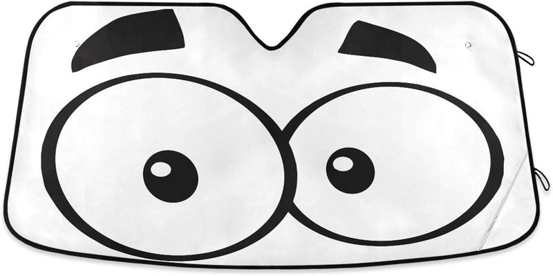 Oarencol Car Windshield Sun Shade Cute Cartoon Eyes Foldable UV Ray Sun Visor Protector Sunshade to Keep Your Vehicle Cool (53" x 23.5") - Image 1