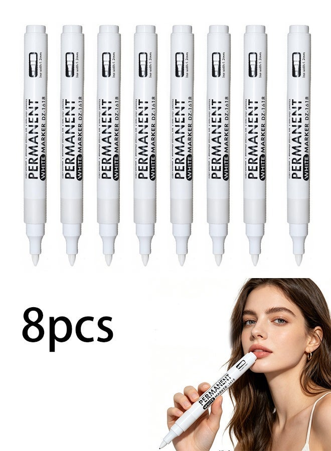 KANGLI 8 Pack White Marker, 1 Extra Fine Tip White Paint Marker Permanent for Wood Rock, Plastic, Leather, Glass, Stone, Metal, Canvas, Ceramic, Fabric, Tire (White) - Image 1