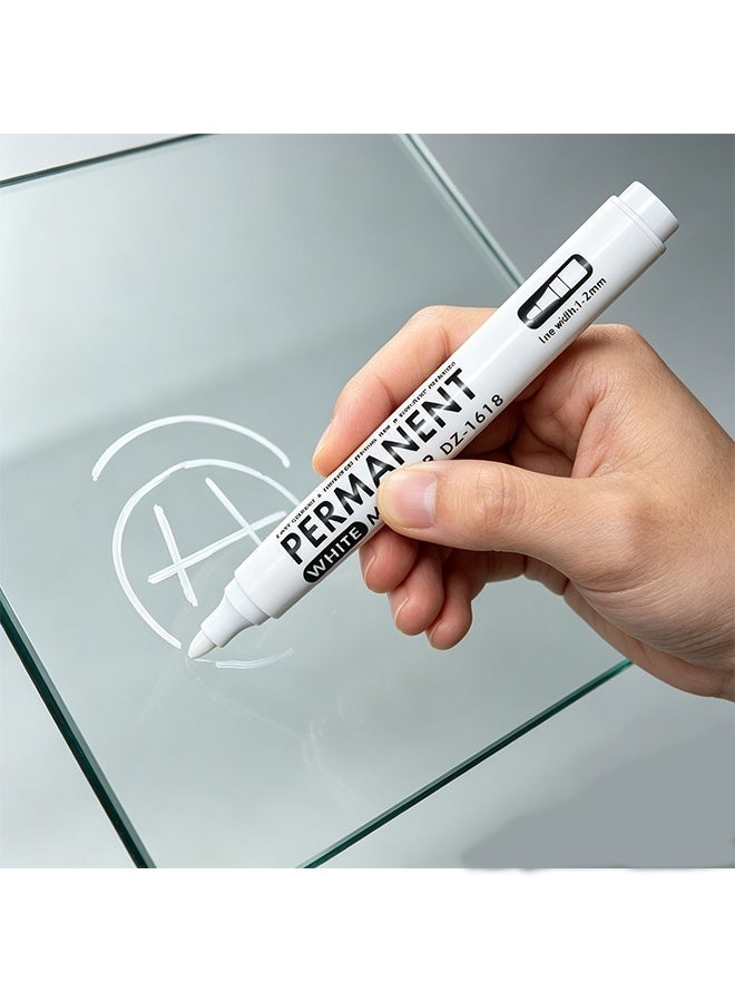 KANGLI 8 Pack White Marker, 1 Extra Fine Tip White Paint Marker Permanent for Wood Rock, Plastic, Leather, Glass, Stone, Metal, Canvas, Ceramic, Fabric, Tire (White) - Image 3
