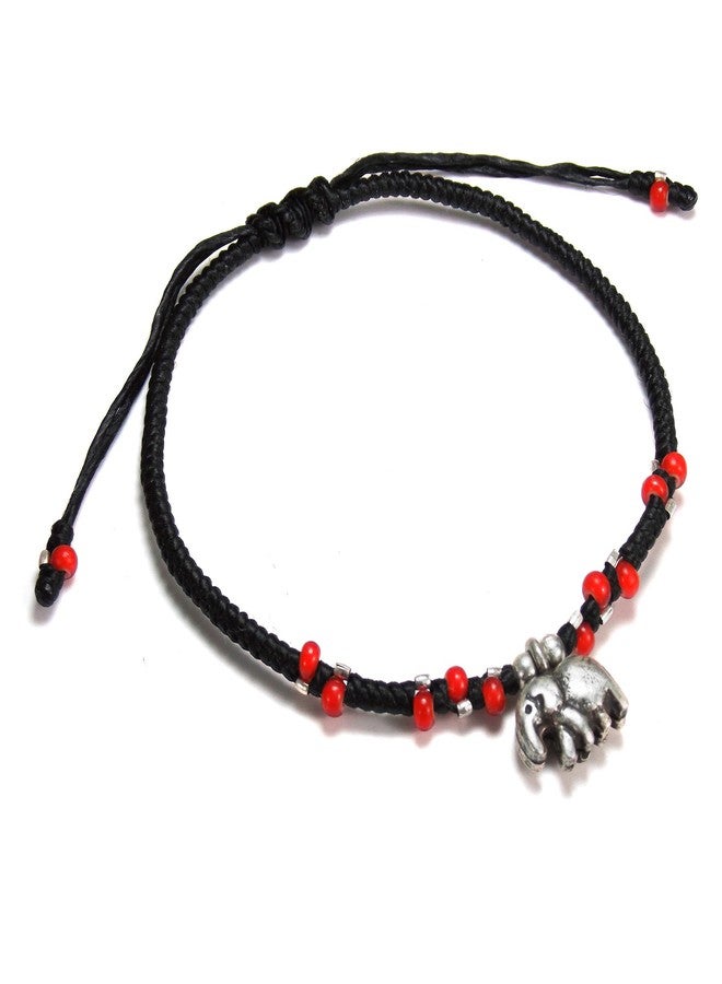 ايرافيدا سوار معصم قابل للتعديل من الفضة الخالصة، مزين بخرز صغير أنيق على شكل فيل، مستوحى من قبيلة كارين التايلاندية. - Image 2