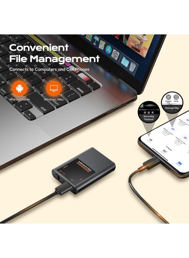 Topcore 64GB Voice Activated Recorder - 3072Kbps Voice Recorder with AI Noise Cancellation, Tap Recording Device with Playback for Lectures, Meetings, Intervie, 7000 Hours Digital Voice Recorders for Work - Image 4