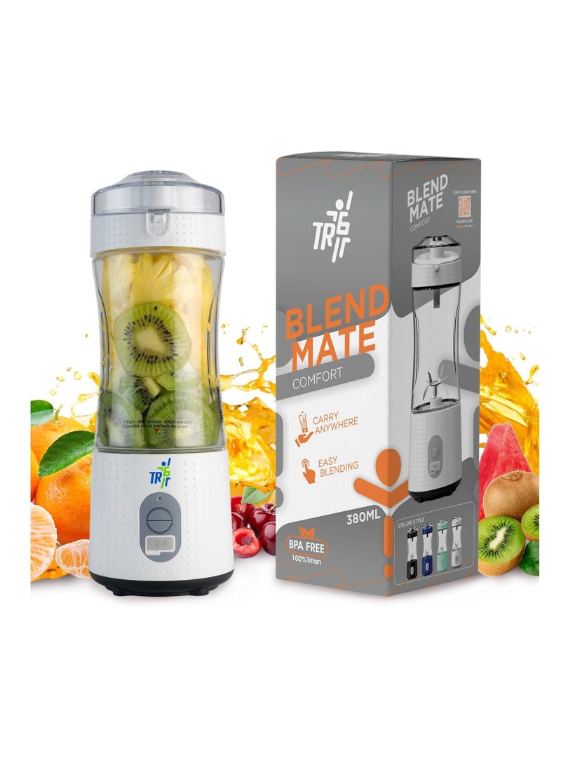 TR6 Blendmate Portable Convenient Blender for Smoothies, Protein Shakes, and Ice Crushing - 380ml, Tritan, 4000mAh Battery, USB-C Port, and Drinking Cap (White) - Image 1