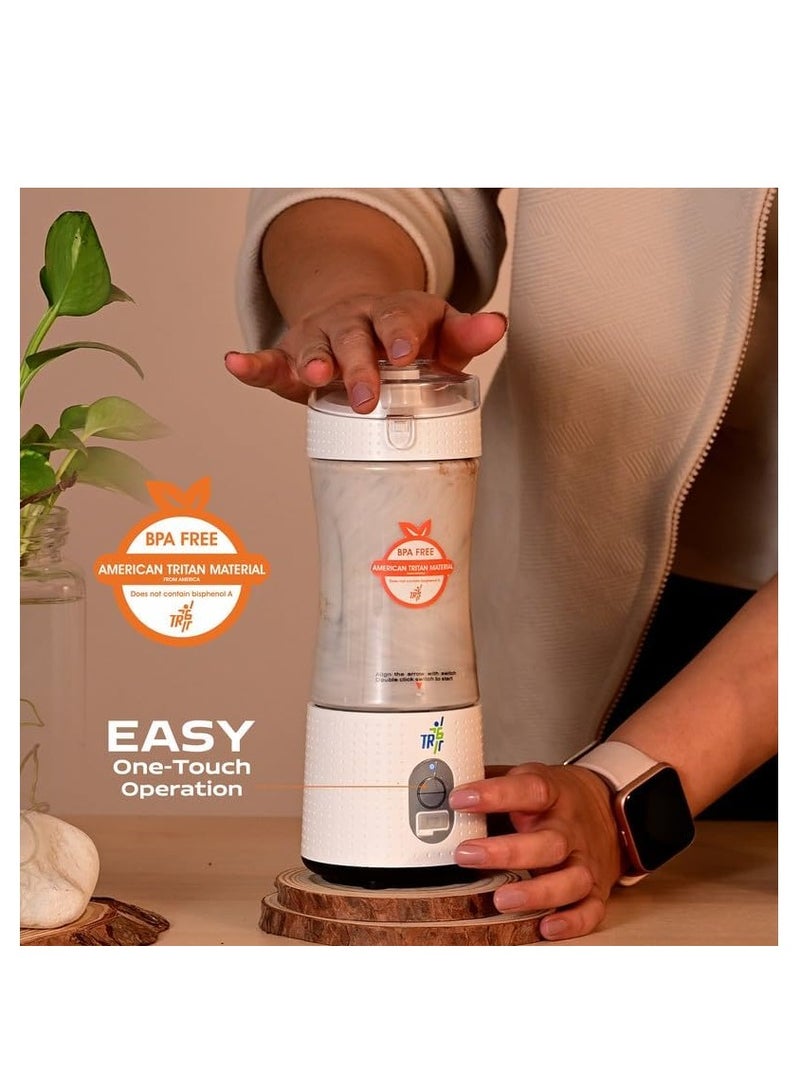 TR6 Blendmate Portable Convenient Blender for Smoothies, Protein Shakes, and Ice Crushing - 380ml, Tritan, 4000mAh Battery, USB-C Port, and Drinking Cap (White) - Image 5