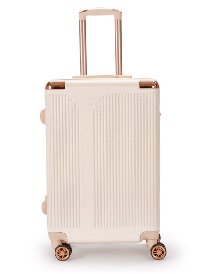 ليمرا طقم شنط سفر مكون من 6 حقائب أمتعة من ماركة ليمرا بلون بيج أنيق، مصنوع من مادة قوية وخفيفة، مزود بعجلات دوّارة 360 درجة ومقبض تلسكوبي وقفل أمان لتجربة سفر مريحة وآمنة. - Image 4