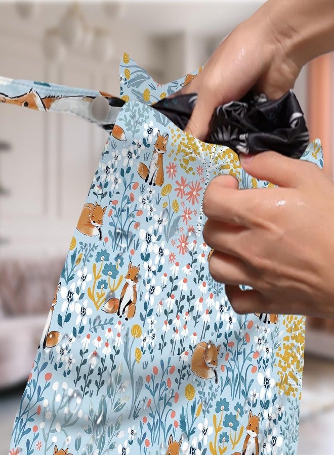 VBCVBGFH 4 Pack Cute Wet Bag Waterproof Washable Reusable Wet Dry Bag for Swimsuit Dirty Clothes Diaper Travel Beach Pool Birthday Camping Toiletries Beach Essentials，Botanical Gardening Forest Fox Cat Deer - Image 2