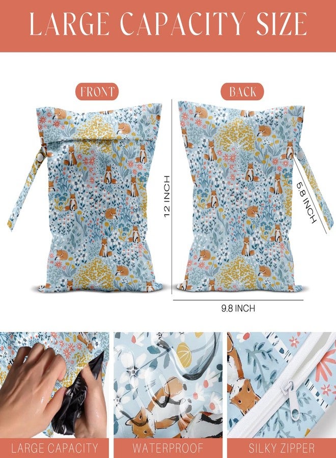VBCVBGFH 4 Pack Cute Wet Bag Waterproof Washable Reusable Wet Dry Bag for Swimsuit Dirty Clothes Diaper Travel Beach Pool Birthday Camping Toiletries Beach Essentials，Botanical Gardening Forest Fox Cat Deer - Image 5