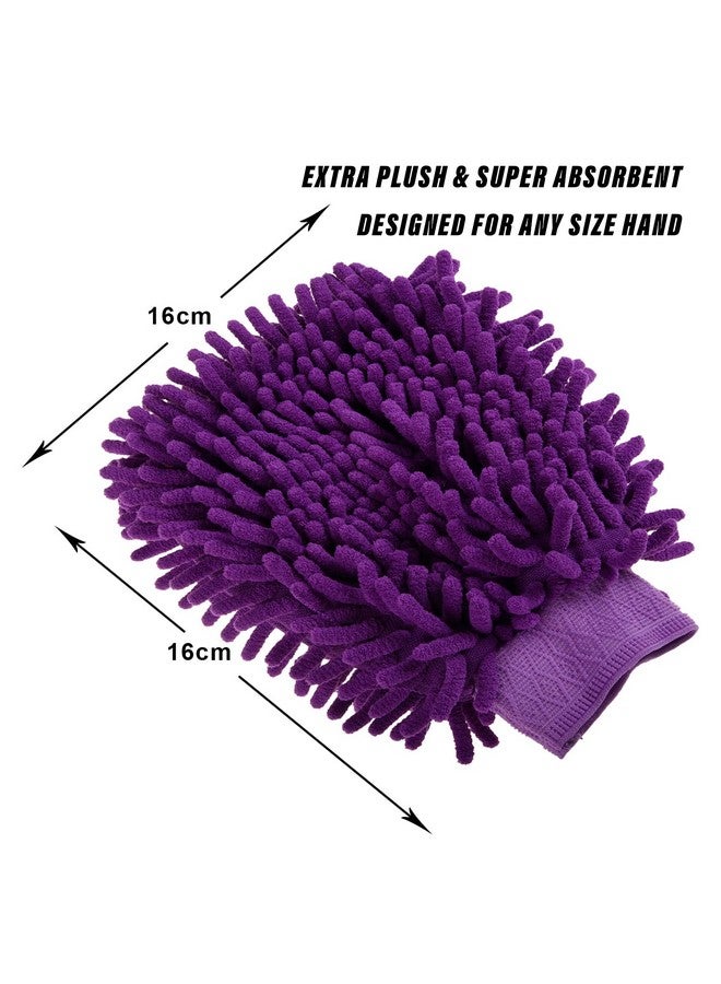 Kuber Industries Chenille Mitts|Microfiber Cleaning Gloves|Inside Waterproof Cloth Gloves|100 Gram Weighted Hand Duster|Hand Chenille Gloves For Car|Glass (Purple) - Image 3