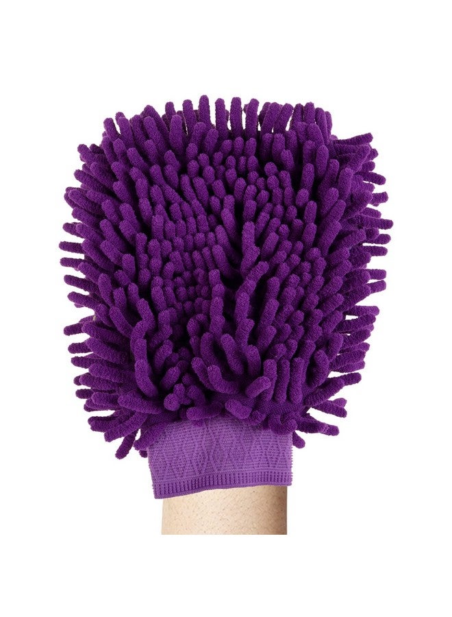 Kuber Industries Chenille Mitts|Microfiber Cleaning Gloves|Inside Waterproof Cloth Gloves|100 Gram Weighted Hand Duster|Hand Chenille Gloves For Car|Glass (Purple) - Image 2