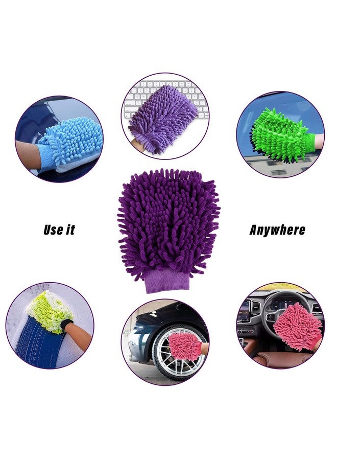 Kuber Industries Chenille Mitts|Microfiber Cleaning Gloves|Inside Waterproof Cloth Gloves|100 Gram Weighted Hand Duster|Hand Chenille Gloves For Car|Glass (Purple) - Image 5