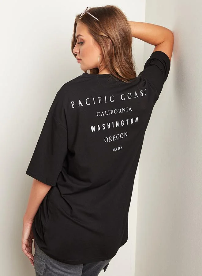 Styli Pacific Coast Back Printed Oversized T-Shirt