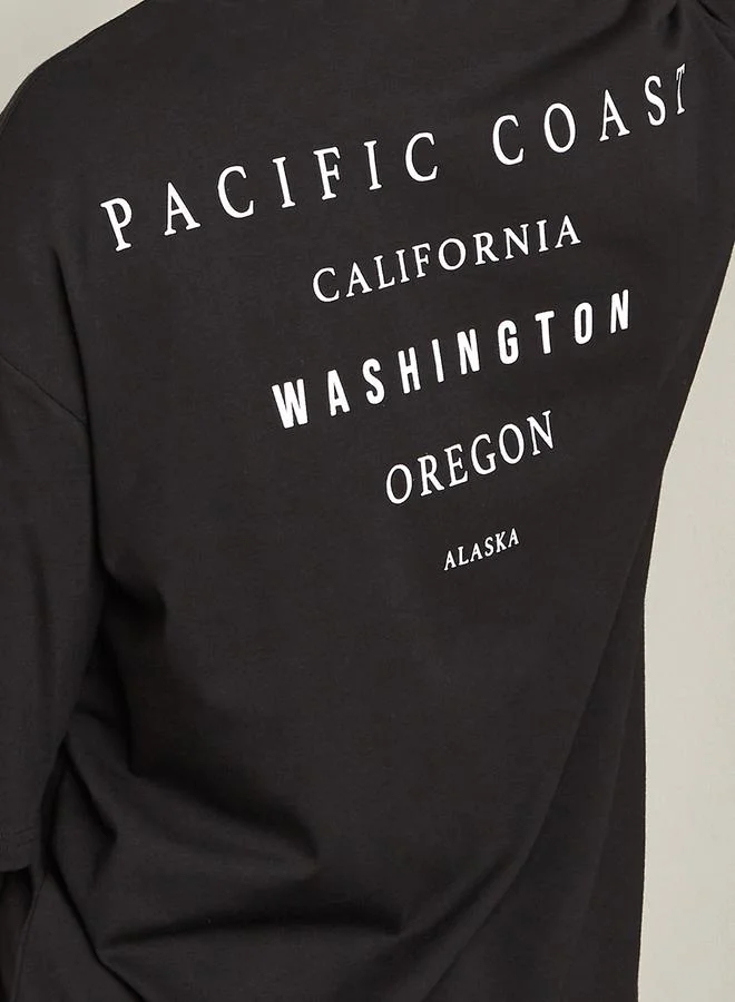 Styli Pacific Coast Back Printed Oversized T-Shirt