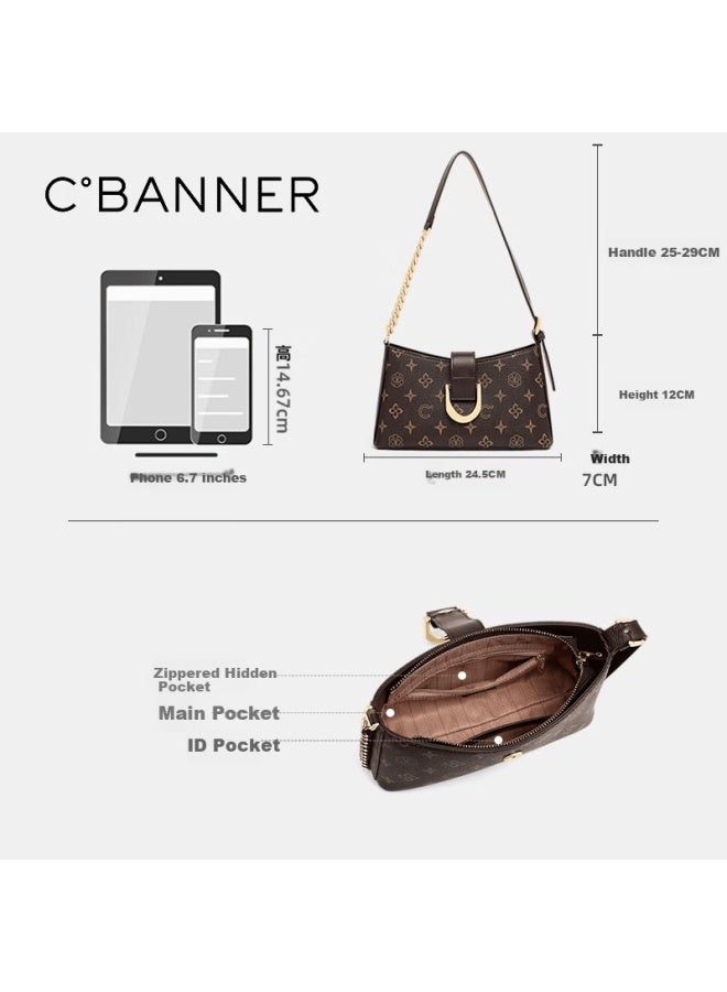 C.banner Women's Bag Printed Chain Shoulder Bag Crossbody Light Luxury Underarm Bag Birthday Festival Women's Day Gift - Image 3