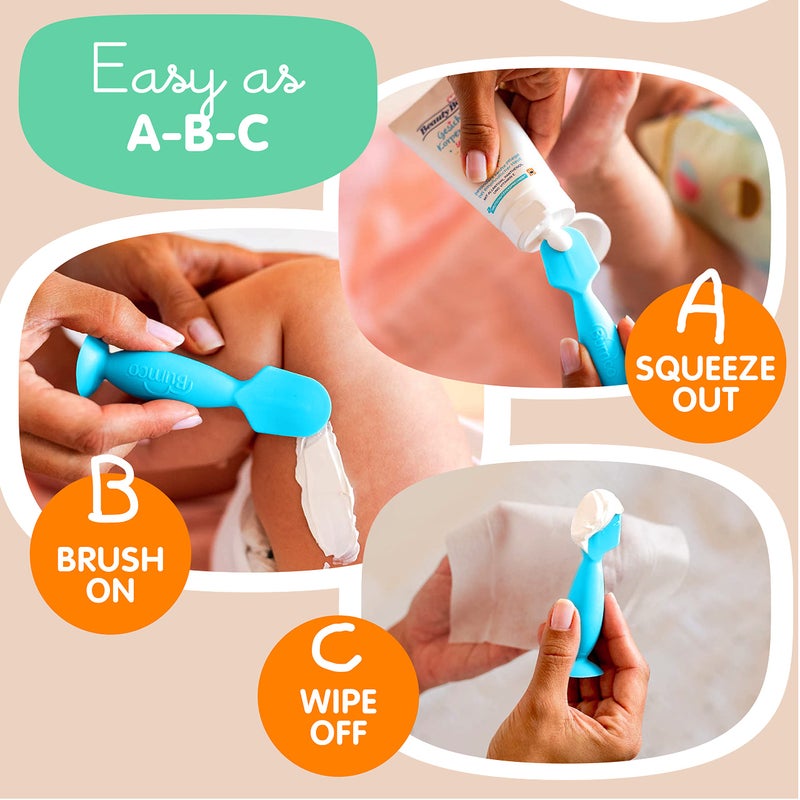 Baby Bum Brush Bumco Mini Baby Diaper Cream Spatula with Case - BPA-Free Silicone Diaper Spatula with Suction Cup, Wipe-Clean Baby Bum Brush, Mom-Invented Butt Paste Applicator (Blue) - Image 2