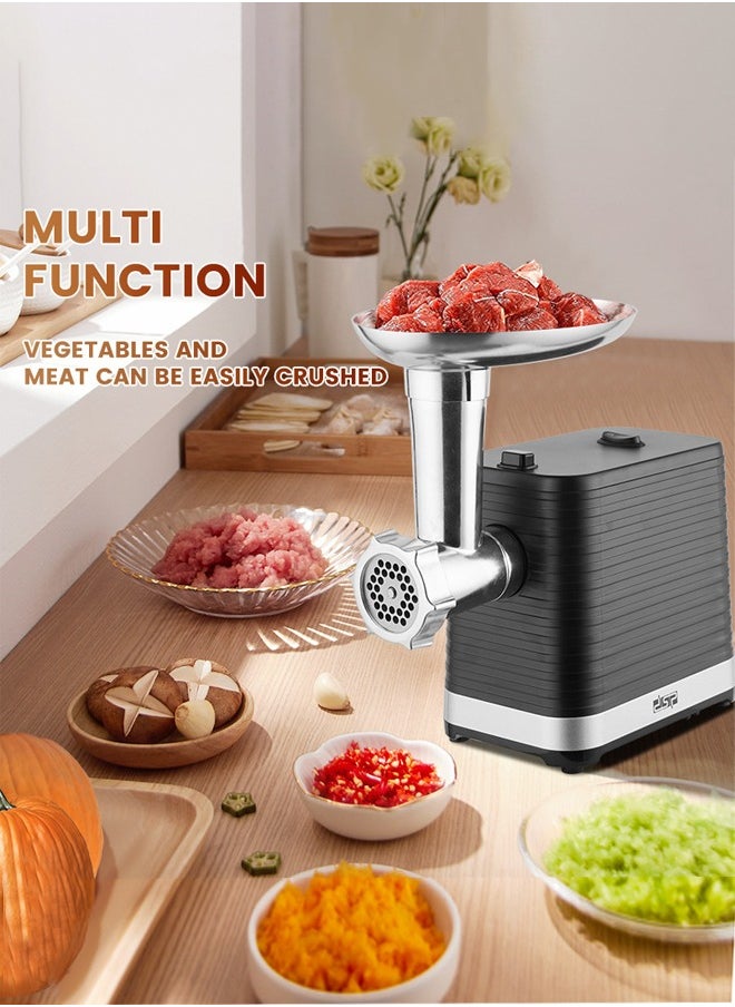 DSP Electric Meat Grinder,800W Heavy Duty Meat Mincer with 3 Grinding Plates, Sausage & Kubbe Accessory, Reverse Function,for Home Kitchen Use,KM5051 Black/Silver  - Image 2