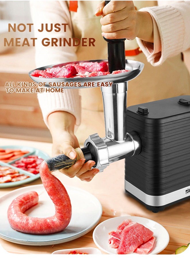 DSP Electric Meat Grinder,800W Heavy Duty Meat Mincer with 3 Grinding Plates, Sausage & Kubbe Accessory, Reverse Function,for Home Kitchen Use,KM5051 Black/Silver  - Image 5