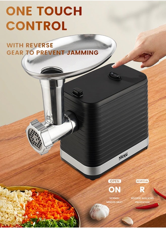 DSP Electric Meat Grinder,800W Heavy Duty Meat Mincer with 3 Grinding Plates, Sausage & Kubbe Accessory, Reverse Function,for Home Kitchen Use,KM5051 Black/Silver  - Image 4