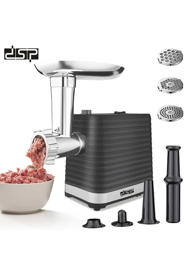DSP Electric Meat Grinder,800W Heavy Duty Meat Mincer with 3 Grinding Plates, Sausage & Kubbe Accessory, Reverse Function,for Home Kitchen Use,KM5051 Black/Silver  - Image 1
