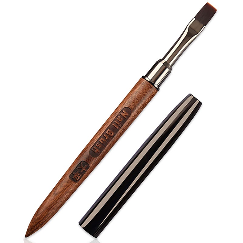 DANNEASY 1pc Acrylic Nail Brush Sandalwood Nail Art Brushes Nail Painting Brush Nail Clean Up Brush Nail Design Brushes Nail Art Tools  Flat Head