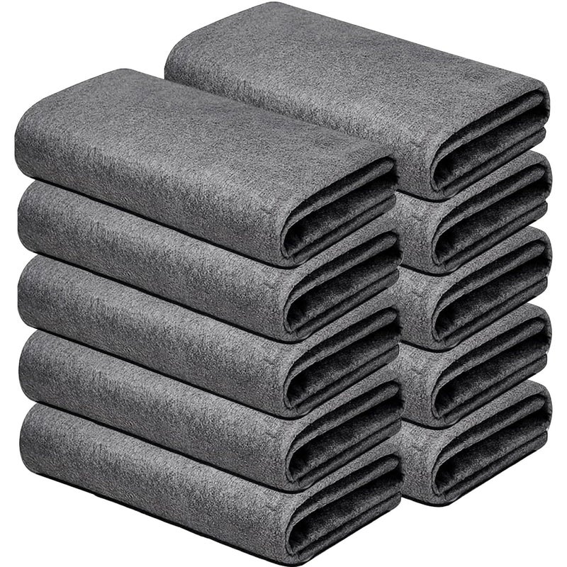 MUAECH 10Pcs Thickened Magic Cleaning ClothMicrofiber Streak Free Miracle Cleaning ClothReusable Glass Cleaning RagAllPurpose Microfiber Towels for KitchensGlass CarsWindow30  30CMGrey