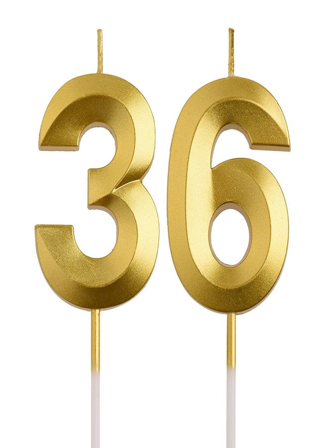 شموع عيد ميلاد AOOLADA للذكرى 36 و63، شموع ذهبية تحمل الرقم 63 و36، زينة حفلات عيد الميلاد، هدايا لتزيين الكيك للرجال والنساء - Image 1