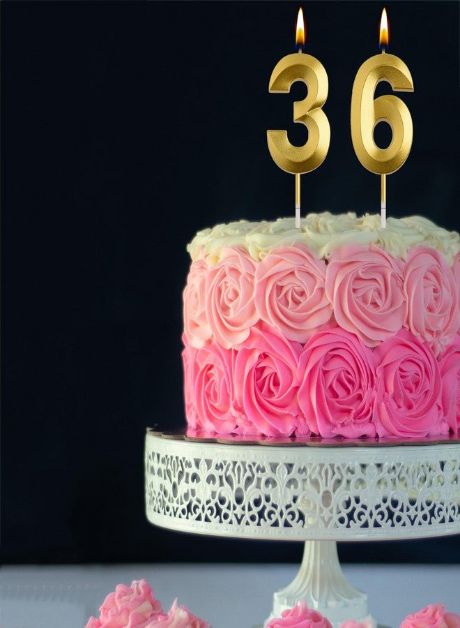 شموع عيد ميلاد AOOLADA للذكرى 36 و63، شموع ذهبية تحمل الرقم 63 و36، زينة حفلات عيد الميلاد، هدايا لتزيين الكيك للرجال والنساء - Image 4