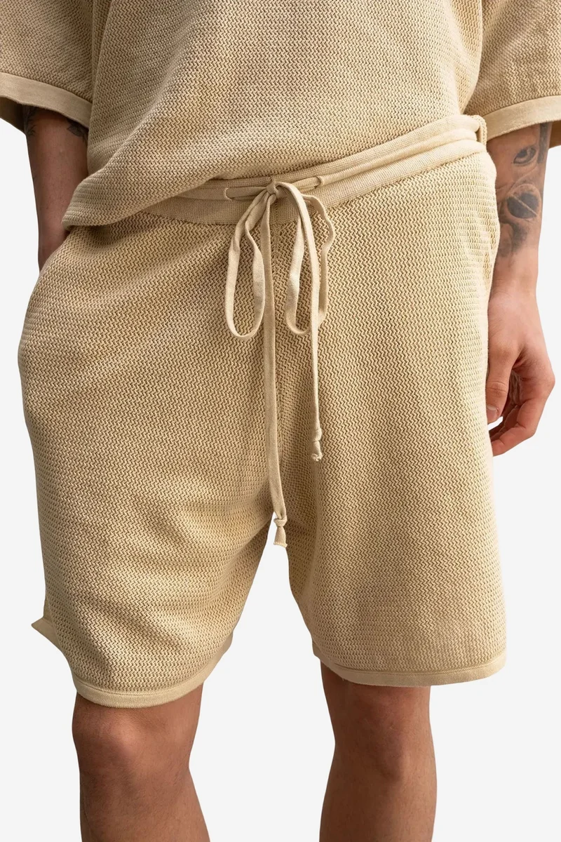 GIESTO Textured Knitwear Mid Waist Sweat Shorts