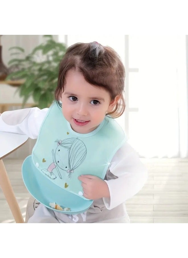 Happy Home 2pcs Waterproof Silicone Baby Bibs with Drool Pocket (Multicolor)  - Image 2