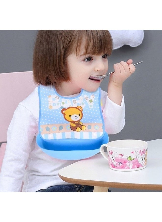 Happy Home 2pcs Waterproof Silicone Baby Bibs with Drool Pocket (Multicolor)  - Image 3