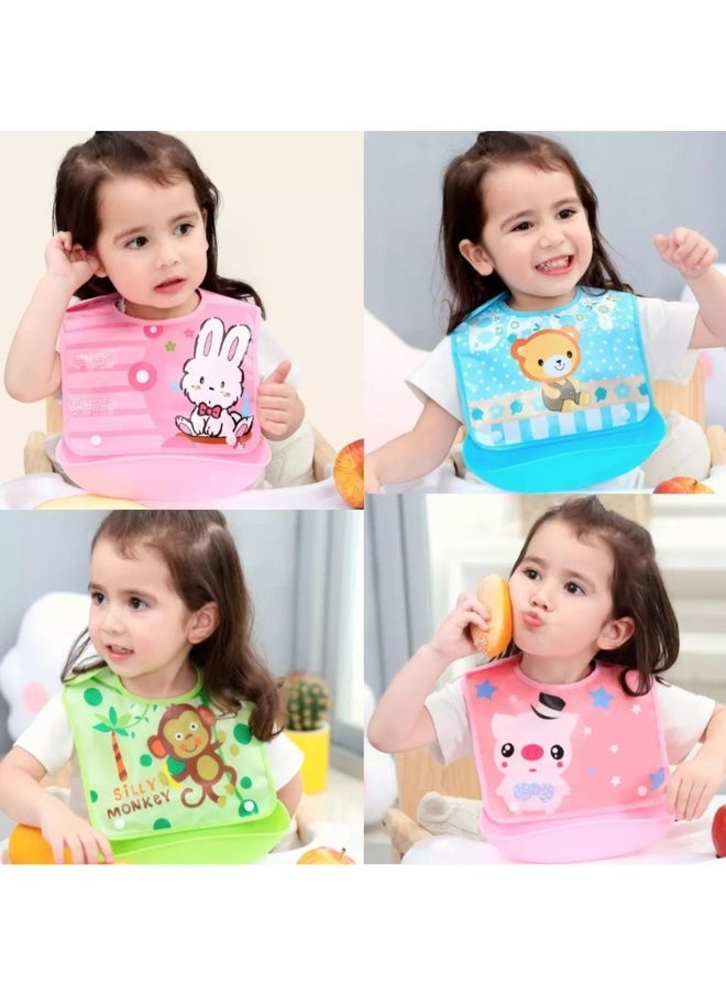 Happy Home 2pcs Waterproof Silicone Baby Bibs with Drool Pocket (Multicolor)  - Image 4