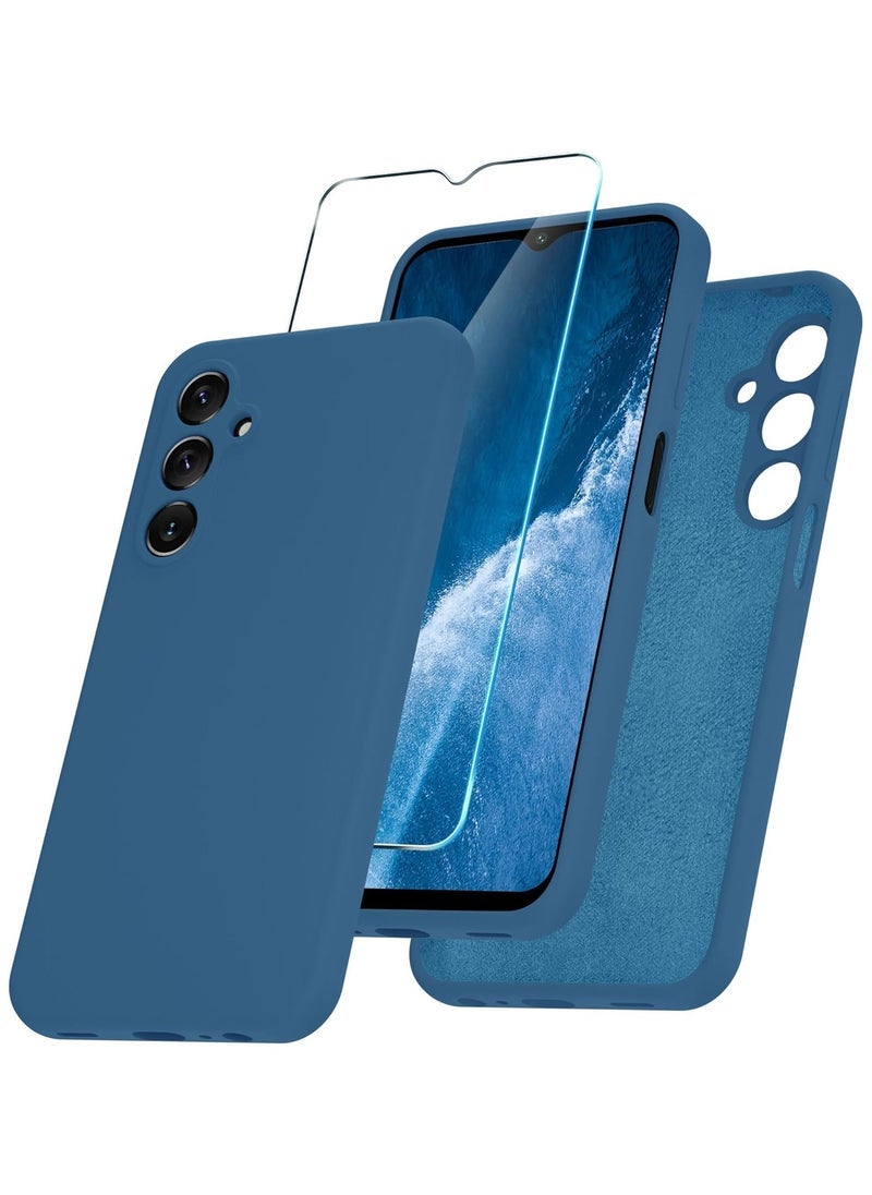 TIGER Samsung Galaxy A25 5G Case – Silicone Phone Case with 1 Screen Protector, Soft Anti-Scratch Microfiber Lining, Full Body Shockproof Slim Cover, Navy Blue - Image 1