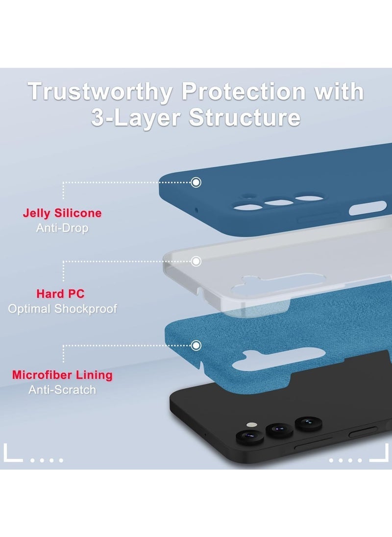 TIGER Samsung Galaxy A25 5G Case – Silicone Phone Case with 1 Screen Protector, Soft Anti-Scratch Microfiber Lining, Full Body Shockproof Slim Cover, Navy Blue - Image 3