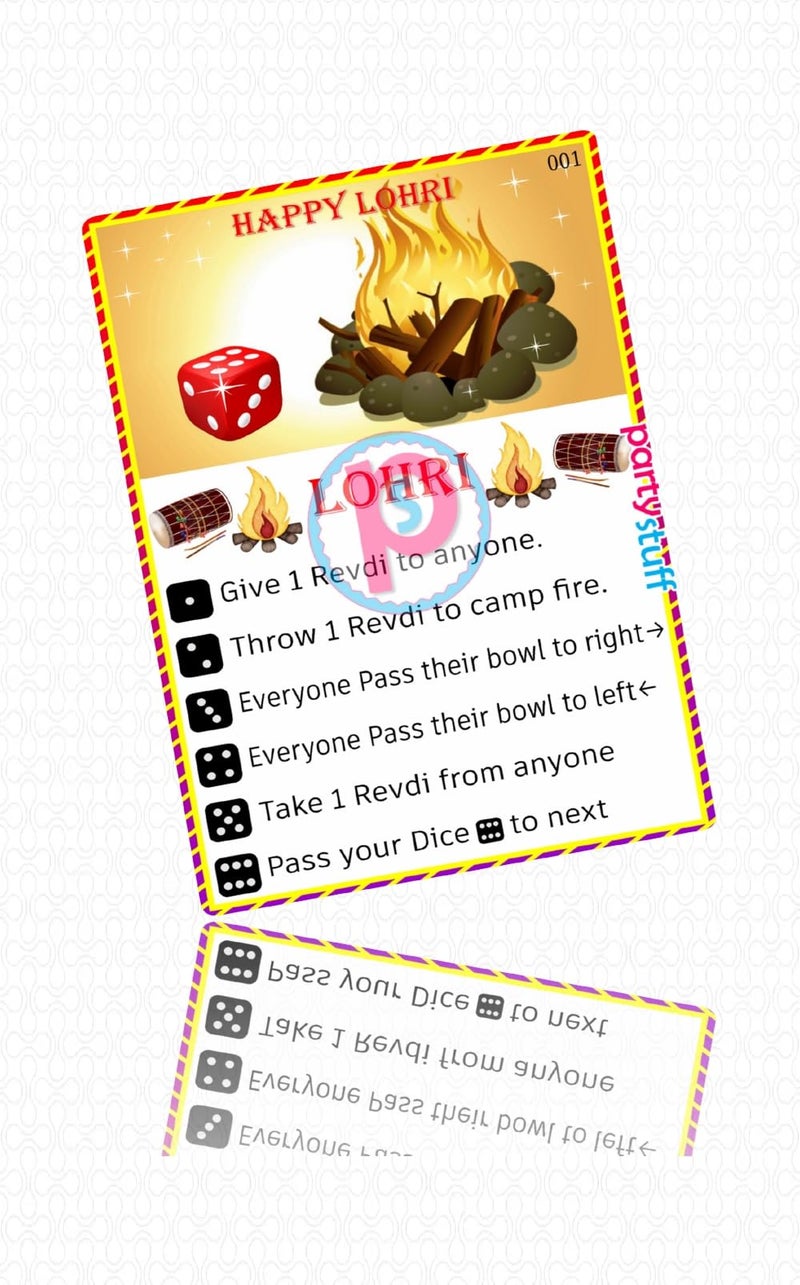 PartyStuff Paper Games - Lohri Dice Game (48 Piece) - Image 2