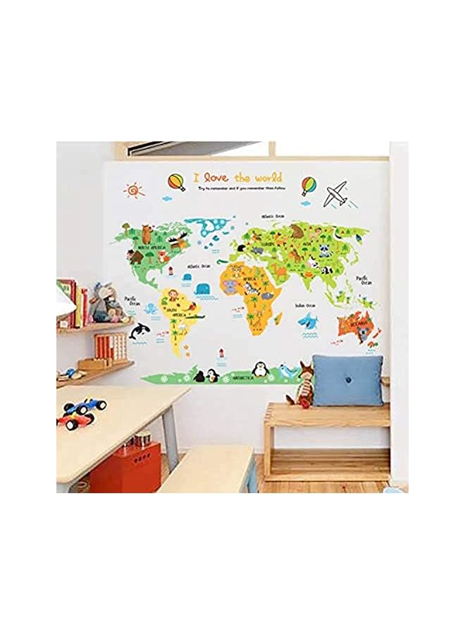 PROMASS Cartoon Colorful Animal World Map Wall Stickers For Kids Rooms Growth Vinyl Removable Home Decor Paper - Image 1