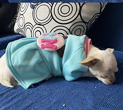 KUTKUT Letter Print Micky Mouse Cartoon Winter Fleece Fashion Frock for Puppy & Small Dogs (L#(Chest : 40cm, Length: 32cm), Pack of 1 (Turquoise)) - Image 5