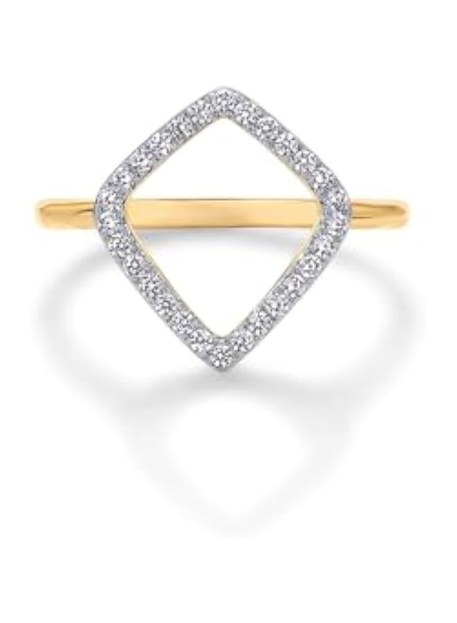 PAVOI 14K Gold Plated Two Toned Mixed Metals Diamond Shaped Geometric Ring for Women with Cubic Zirconia | Statement Ring - Image 1