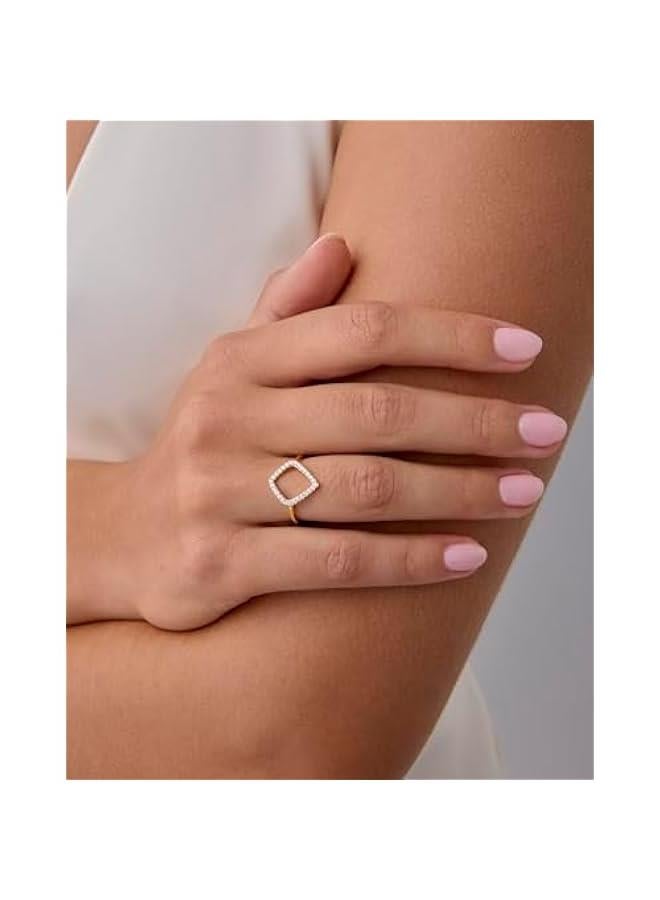 PAVOI 14K Gold Plated Two Toned Mixed Metals Diamond Shaped Geometric Ring for Women with Cubic Zirconia | Statement Ring - Image 2