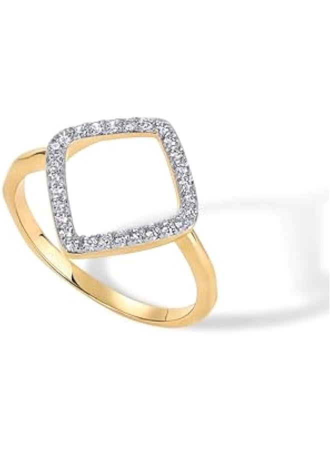 PAVOI 14K Gold Plated Two Toned Mixed Metals Diamond Shaped Geometric Ring for Women with Cubic Zirconia | Statement Ring - Image 3