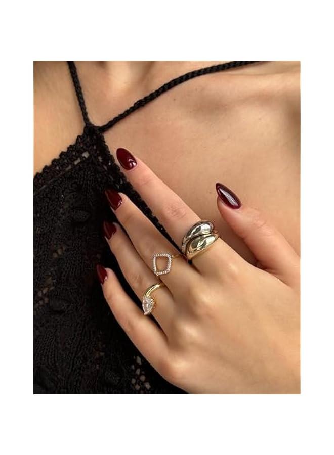 PAVOI 14K Gold Plated Two Toned Mixed Metals Diamond Shaped Geometric Ring for Women with Cubic Zirconia | Statement Ring - Image 4