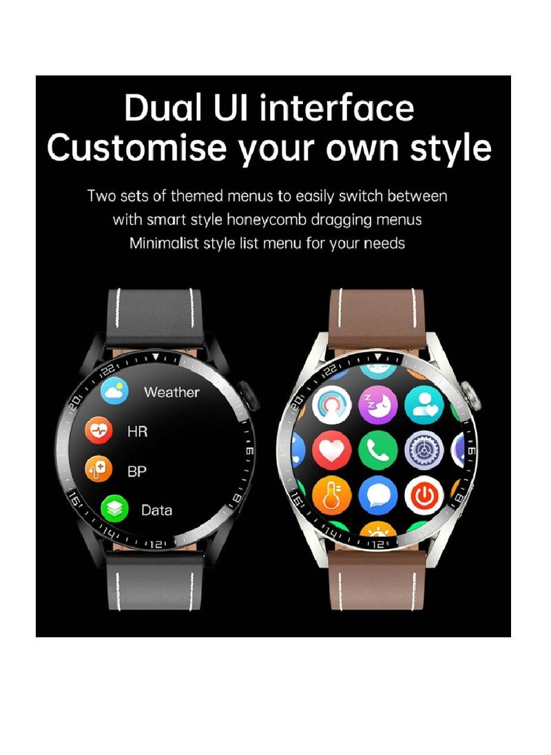 miYou Bluetooth Call Stainless Steel Men Sports Fitness Tracker IP67 Waterproof Smartwatch For IOS Android - Silver/Brown  - Image 2