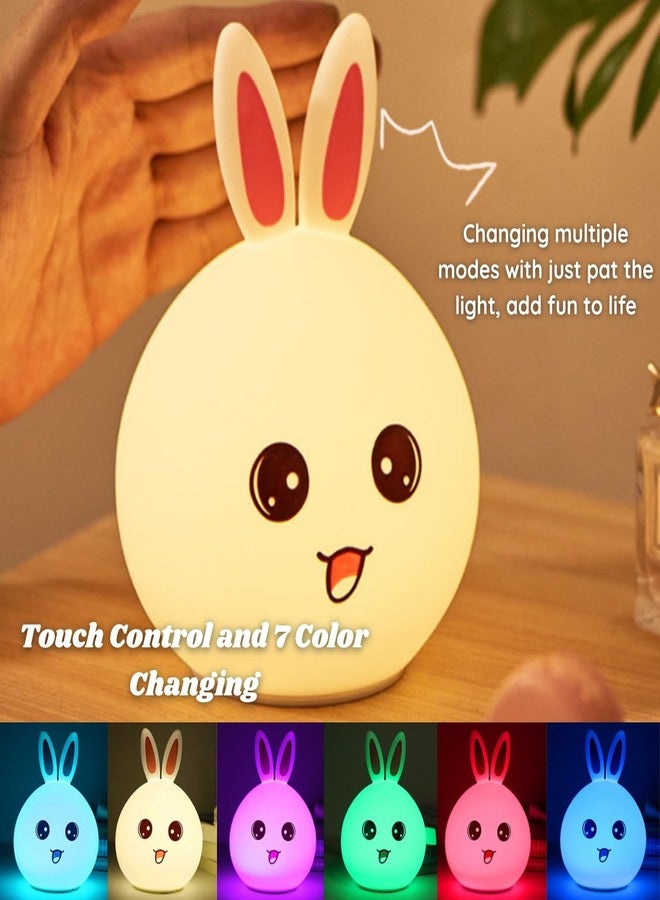 أسينشين مصباح ليلي على شكل أرنب للأطفال، ضوء LED لطيف على شكل أرنب، مصنوع من السيليكون الناعم، قابل لإعادة الشحن، مصباح ليلي على شكل حيوان، مصباح متغير الألوان لغرفة الأطفال، غرفة النوم، هدية مثالية لتزيين المنزل والمكتب - Image 2