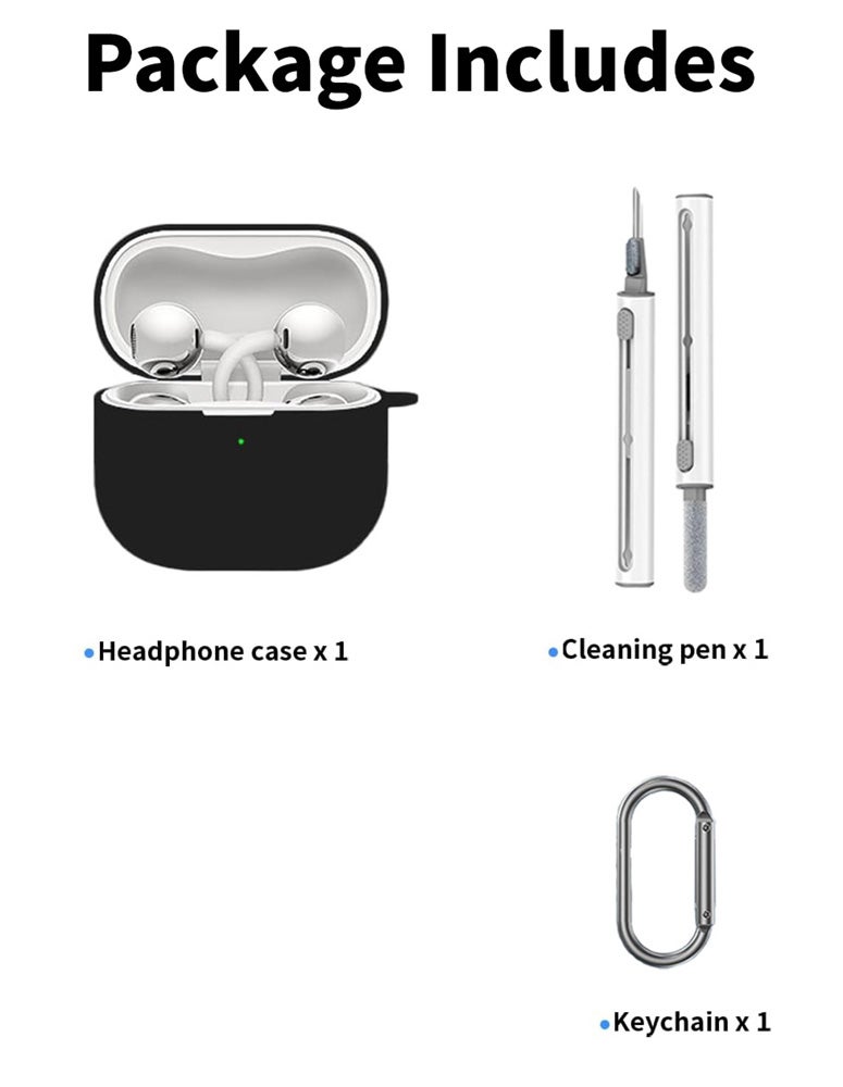 SJet Soft Silicone Protective Case Cover for Huawei FreeClip 2 ANC with Keychain (Black) - Image 4